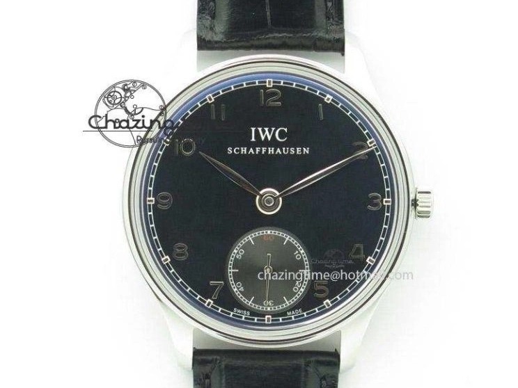 MIROTIME 0714 Popular Portuguese Flying Tourbillon SS Gray Dial 2 Sub Dials on Black Leather Strap 7159